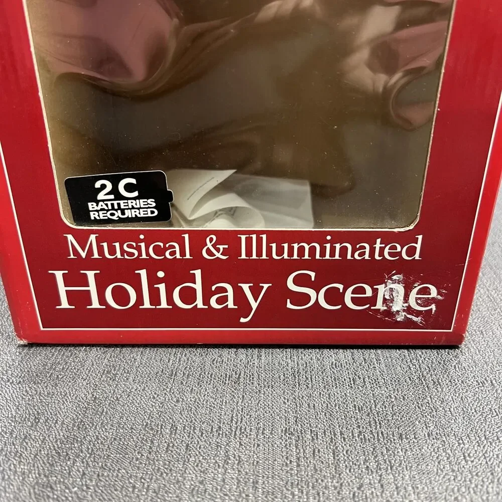 Vtg 1993 Holiday Creations Illuminated Musical Scene Santa Claus w/ Boy Video